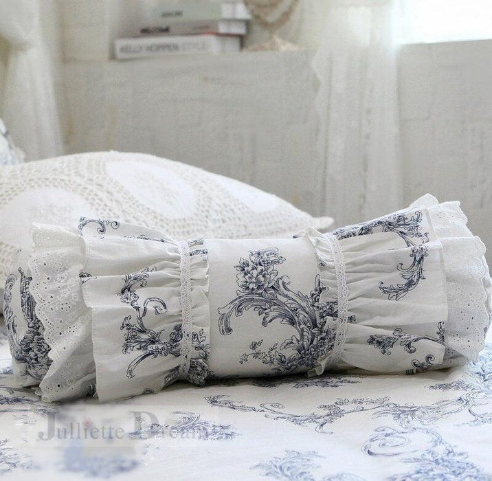 European Candy Style Embroidered White Cushion with Princess Ruffle Lace