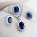 Elegant Blue Zirconia Sterling Silver Bridal Jewelry Ensemble