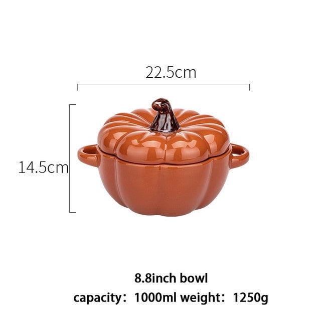 Ceramic Pumpkin Shape Serving Bowl Set - Versatile Kitchen Accessory for Salads and Cereals, 6.5-Inch