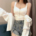 Trendy Sleeveless Knit Crop Top with Zip Closure for Women