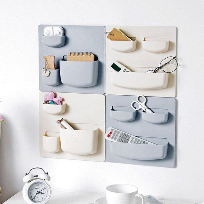 Effortless Home Storage Solution: Space-Saving Adhesive Wall Rack for Easy Organization