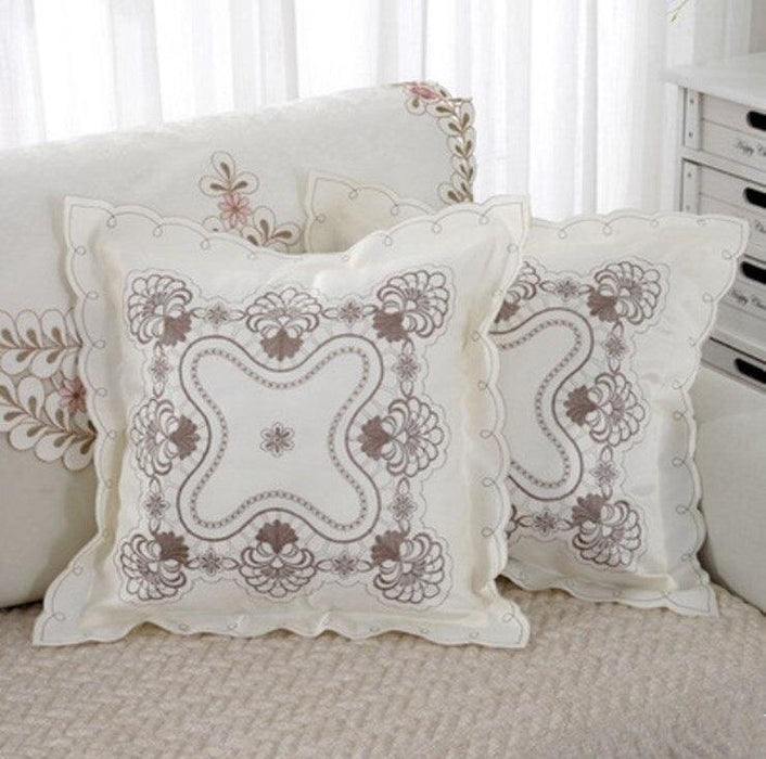 Elegant Floral Embroidery Pillow Cover