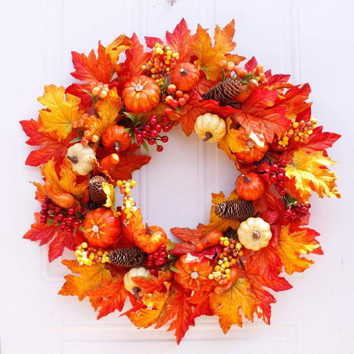 Autumn Harvest Pumpkin Wreath - Charming Seasonal Door Decor