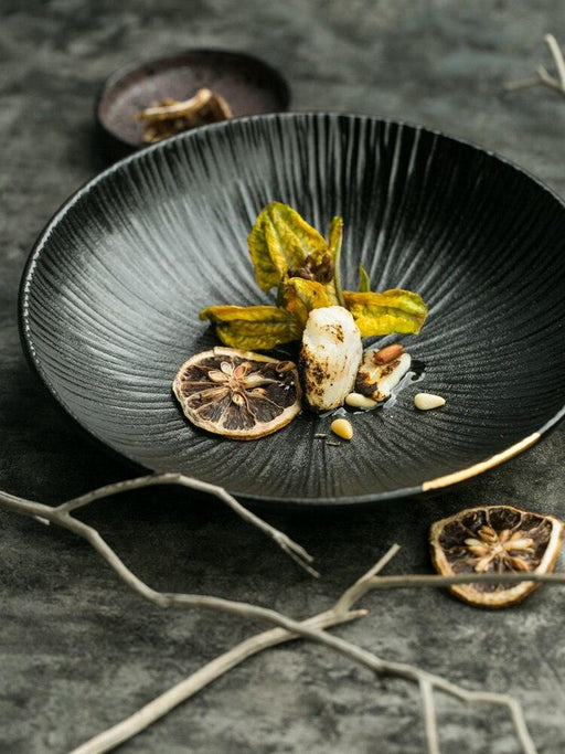 Elegant Black Porcelain Dining Collection - Enhance Your Culinary Experience