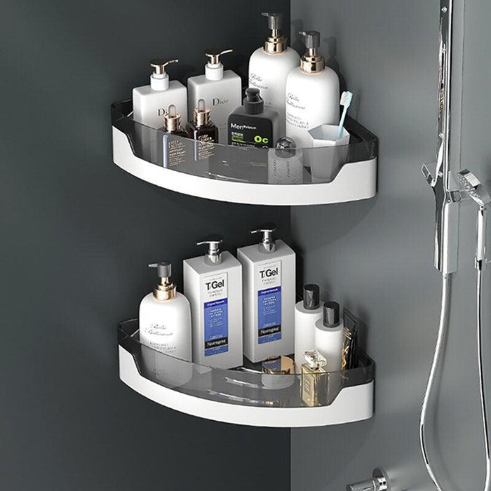 Gray Bathroom Shower Caddy Organizer with Nail-Free Installation