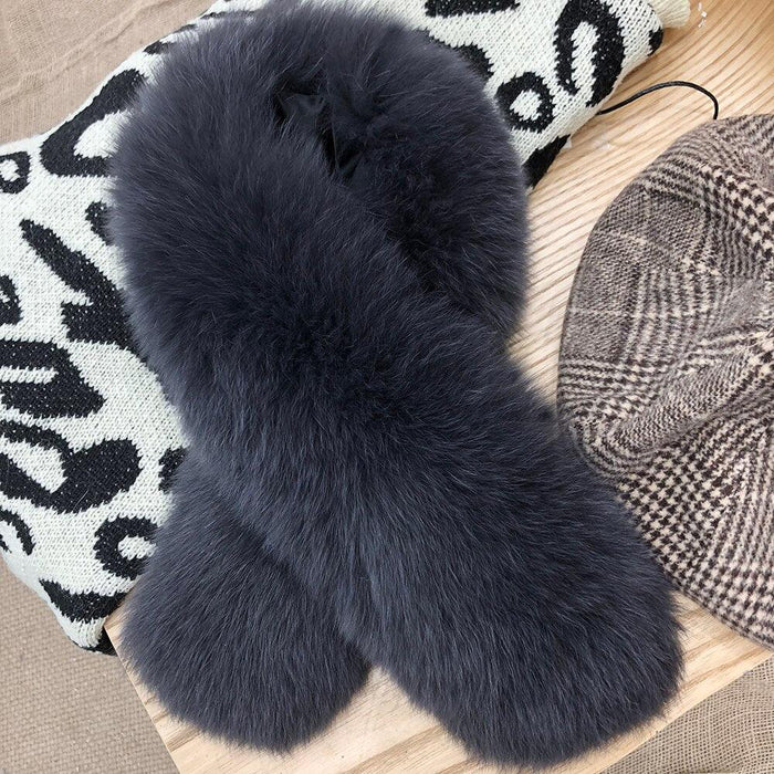 Opulent Fox Wool Scarf Collar - Embrace Winter Glamour with Genuine Fox Fur