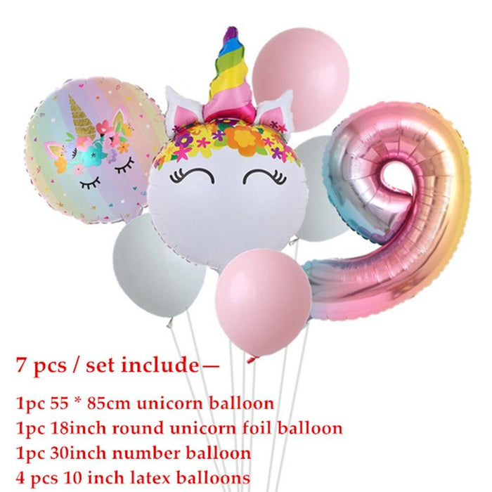 Enchanting Rainbow Unicorn Number Balloon Set for 1-4 Year Old Party Magic