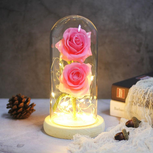 Enchanted Romance: Preserved Beauty and The Enchanted Roses in Heart-Shaped Glass Dome - Luxurious Gift for Special Occasions
