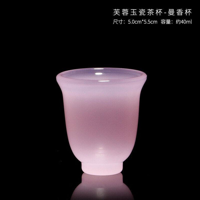 Hibiscus Pink Jade Porcelain Tea Cup Set - A Touch of Elegance for Chinese Tea Traditions