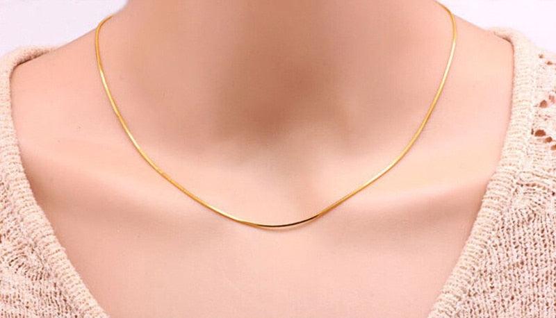 Luxurious 925 Silver and Gold-Plated Snake Chain Necklace