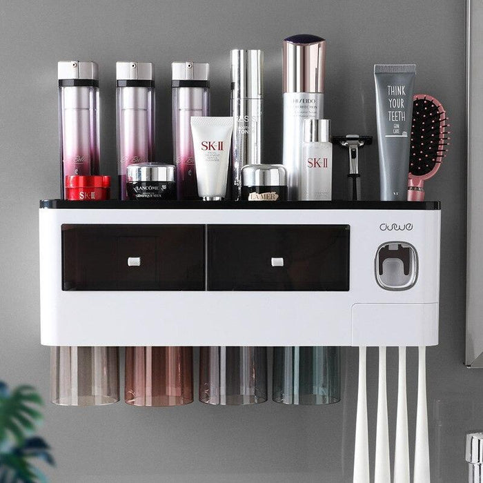 Magnetic Toothbrush and Toothpaste Storage System - Elegant Dustproof Organizer for Modern Bathrooms