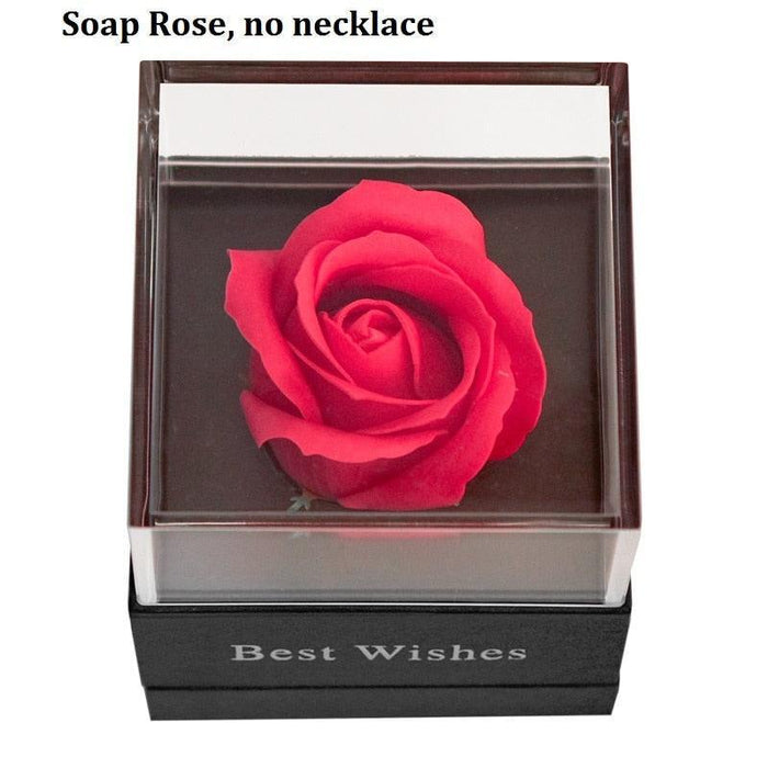 Timeless Elegance: Preserved Rose Jewelry Box Gift Set with Complimentary Necklace