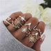 Charming 12-Piece Bohemian Gold Crystal Ring Set - Elegant Jewelry Collection for Women