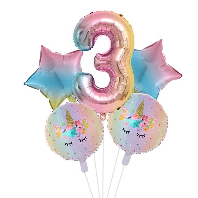 Enchanting Rainbow Unicorn Number Balloon Set for 1-4 Year Old Party Magic