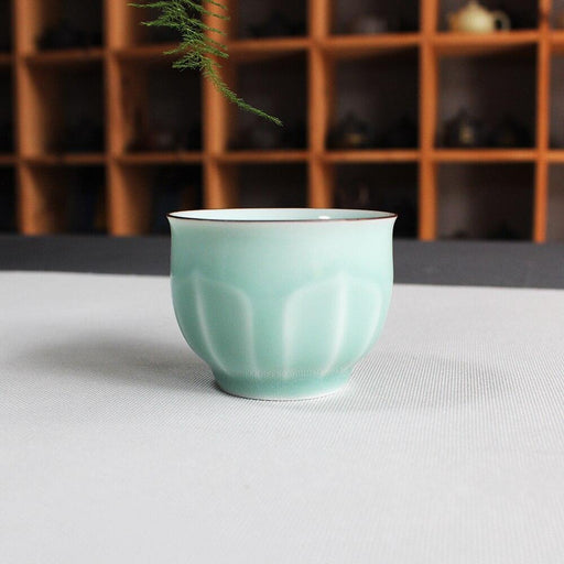 Longquan Celadon Tea Cup Pair - Elegant Ceramic Tea Set