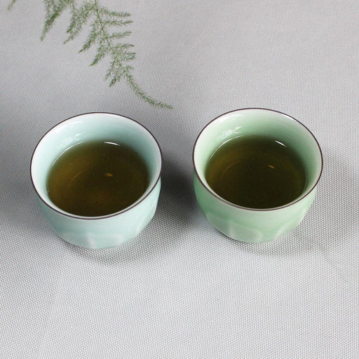 Longquan Celadon Tea Cup Pair - Elegant Ceramic Tea Set