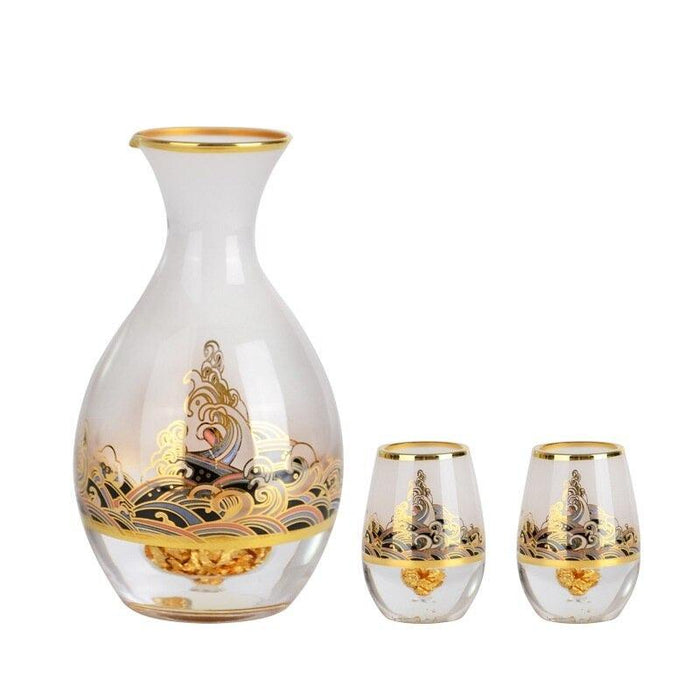 Opulent Golden Foil Wine Set - Elegant Asian Charm