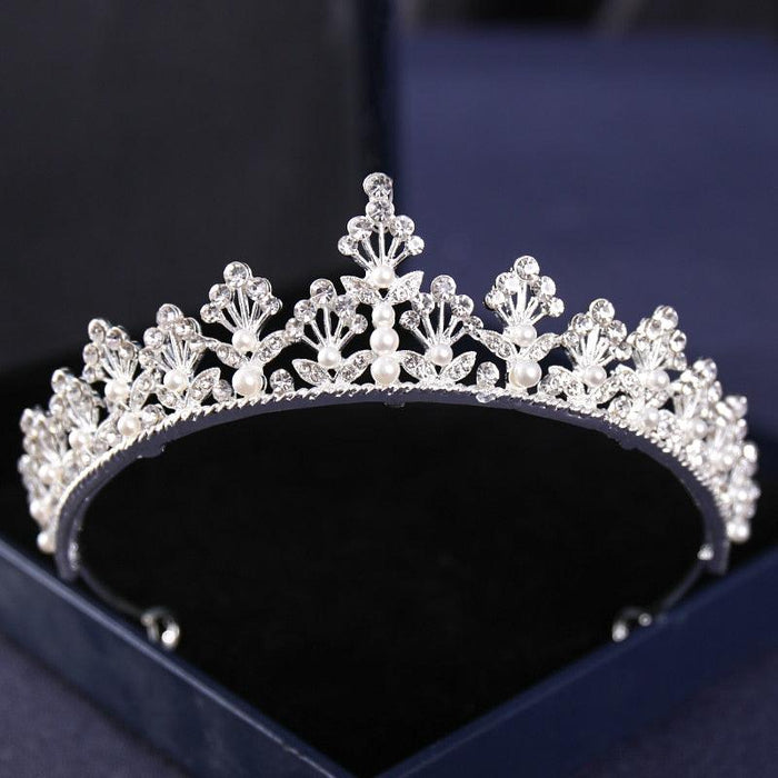 Silver Rhinestone Crown Tiara - Exquisite Hair Accessory for Elegant Occasions