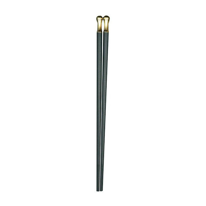 Alloy Chopsticks Collection - Set of 10 Pairs: Elegant Dark Green & Gold Design