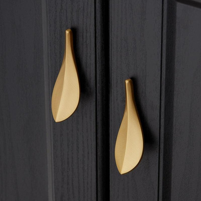 Nordic Elegance: Gold Leaf Solid Brass Cabinet Knob - Elevate Your Decor with Luxury