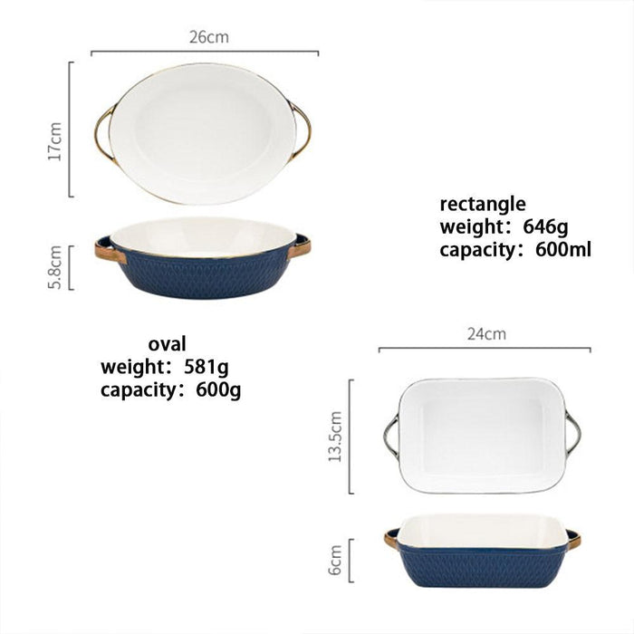 Colorful Ceramic Bakeware Set with Ergonomic Handles in Blue and Orange