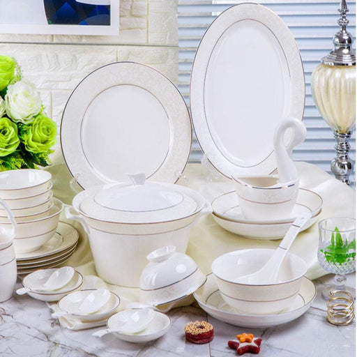 Elegant 60-Piece Handmade Porcelain Korean Style Dining Set