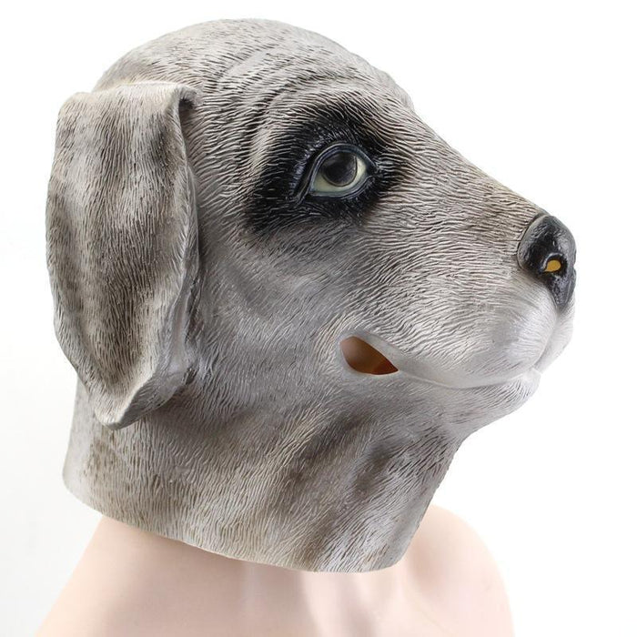 Gray Dog PVC Halloween Mask - Terrifying Canine Head Horror Mask for Adults