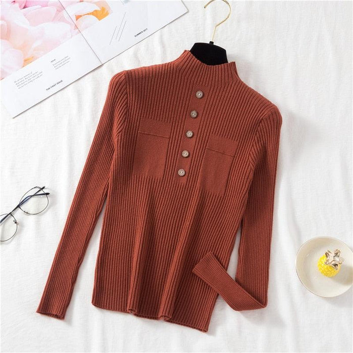 Zoki Pullover: Women's Knit Sweater with Button Detailing for Chic Autumn Style