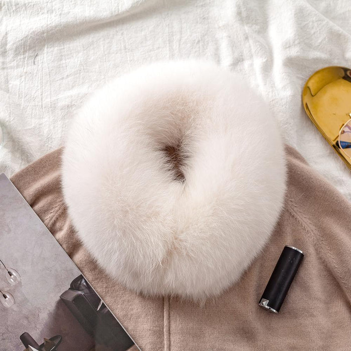 Elegant Fox Fur Ring Scarf with Magnetic Closure - Luxury Winter Accessory for Women