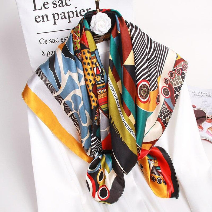 100% Pure Silk Women's Christmas Scarf with Floral Print - Luxury Silk Neck Wrap