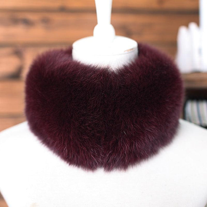 Fox Fur Collar Scarf with Magnetic Closure - Elegant Winter Fashion Accessory for Women