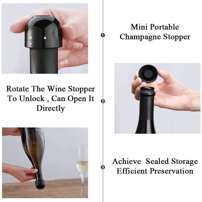 Elegant Champagne Preservation Stopper with Unique Spinning Lock