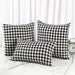 Monochrome Houndstooth and Grid Reversible Pillow Shams