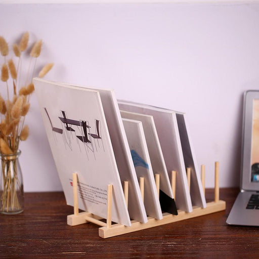Elegant Wooden Desk Caddy for Chic Storage of Books, CDs, and Files