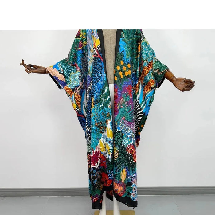 Boho Chic African Autumn Women's Rayon Cardigan for Stylish Occasions