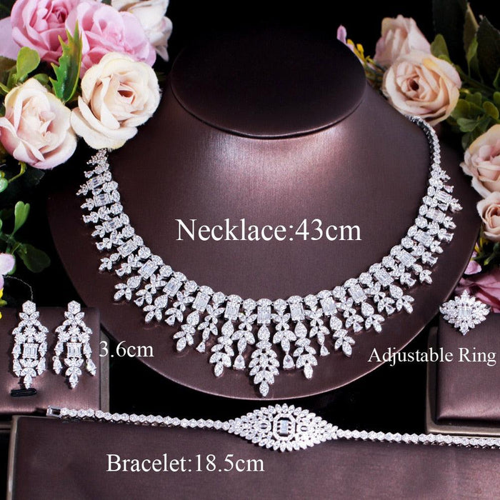 Luxurious White Gold Bridal Jewelry Set with Exquisite Tassel Details