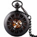 Vintage Black Skeleton Pocket Watch Necklace in Steampunk Style