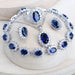 Elegant Blue Zirconia Sterling Silver Bridal Jewelry Ensemble