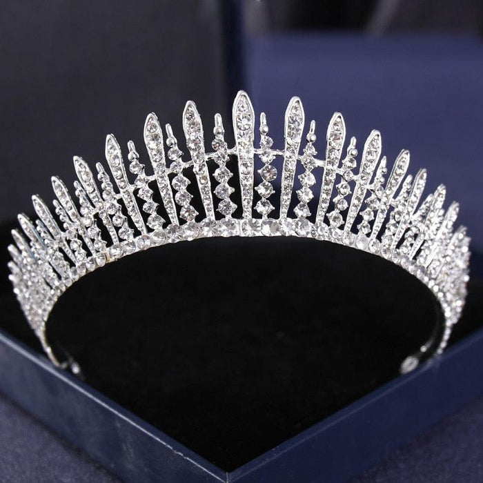 Elegant Silver Rhinestone Tiara - Glamorous Hair Accessory for Special Occasions