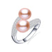 Pearl and Zircon Double Sterling Silver Ring - Elegance and Charm