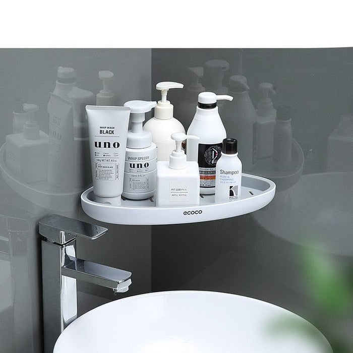 Bathroom Storage Solution: Snap-Up Corner Shelf Set with Shampoo Basket