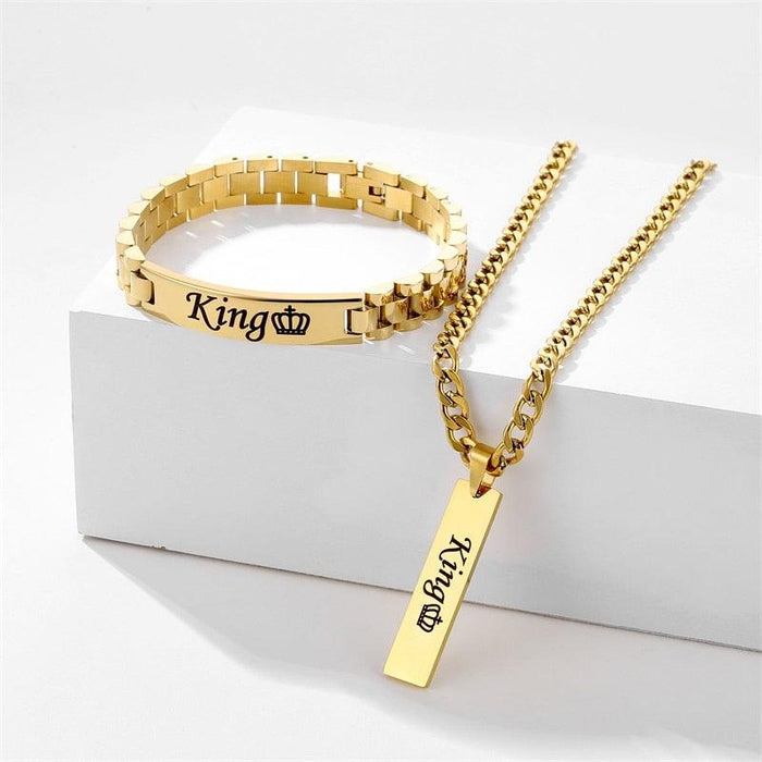 Personalized 18K Gold-Plated Stainless Steel Name ID Bangle Bracelet