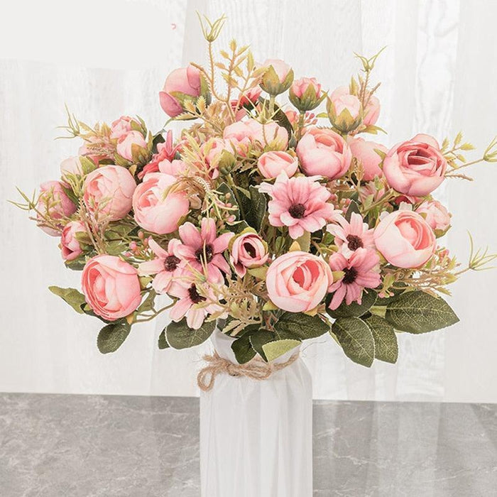 Chic Faux Pink Rose Arrangement - Effortless Home Style Upgrade