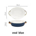 Colorful Ceramic Bakeware Set with Ergonomic Handles in Blue and Orange