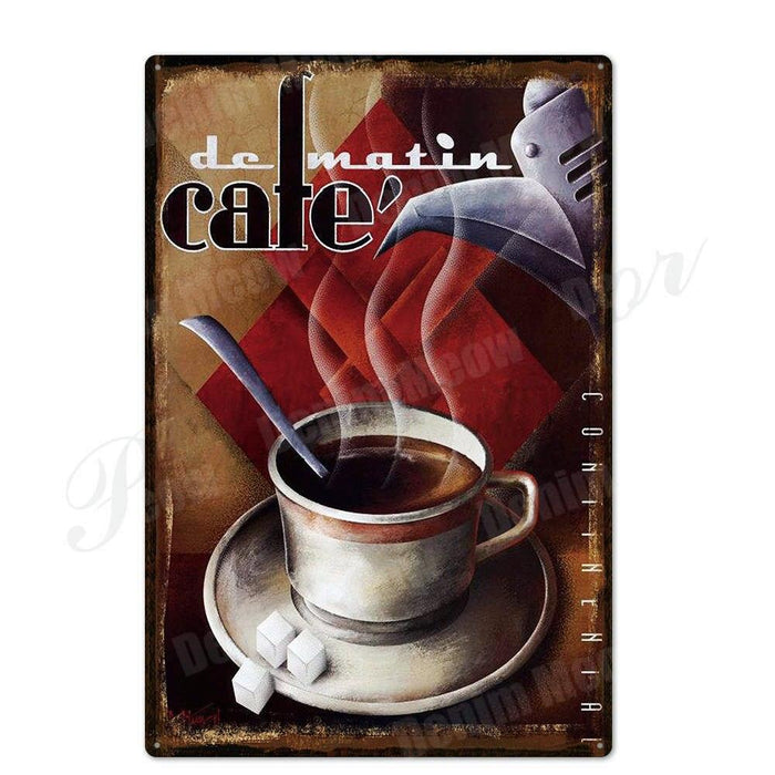 Retro Coffee Menu Metal Sign - Vintage Wall Decor for Cafes, Bars, and Pubs