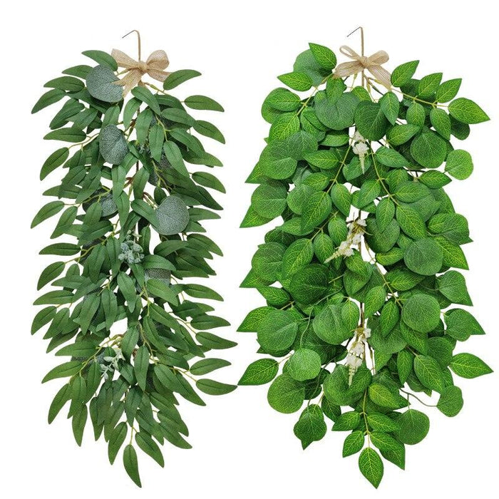 Enchanting Eucalyptus and Willow Leaf Rattan Wall Art: Luxurious Botanical Fusion