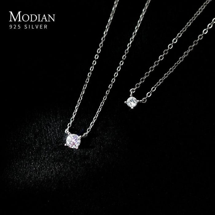 Zircon Radiance: Sterling Silver Necklace with Dazzling Zircon Stones