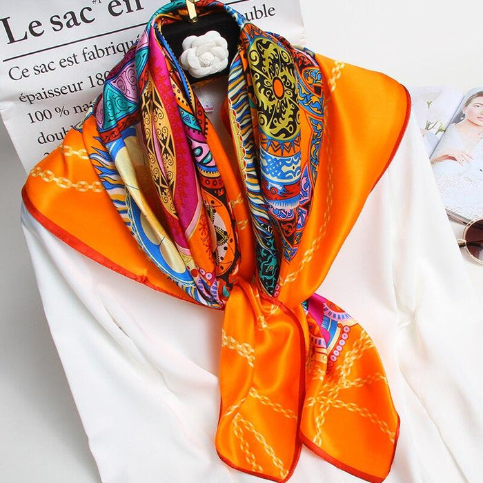 Silk Elegance: Women's Versatile Square Scarf - Luxe Bandana