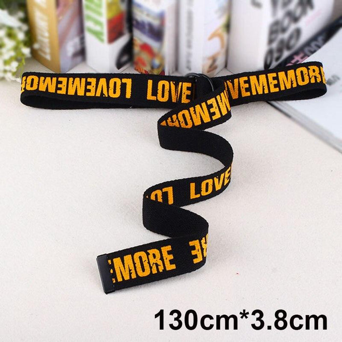 Chic Letter Print Canvas Belt - Unisex Fashion Accessory for Trendsetters