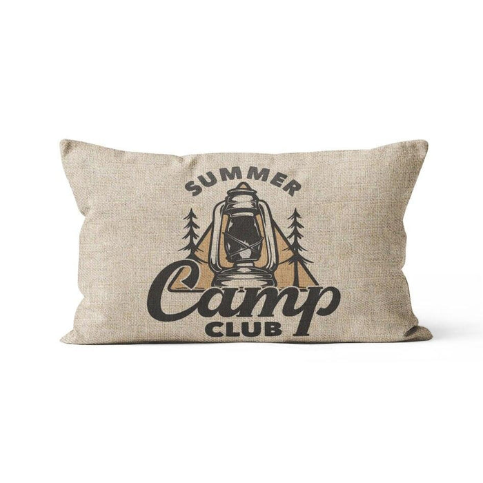 Cartoon Camping Scene Custom Linen Throw Pillow Cover